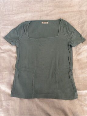 Madewell Ribbed Square-Neck Tee in Sage